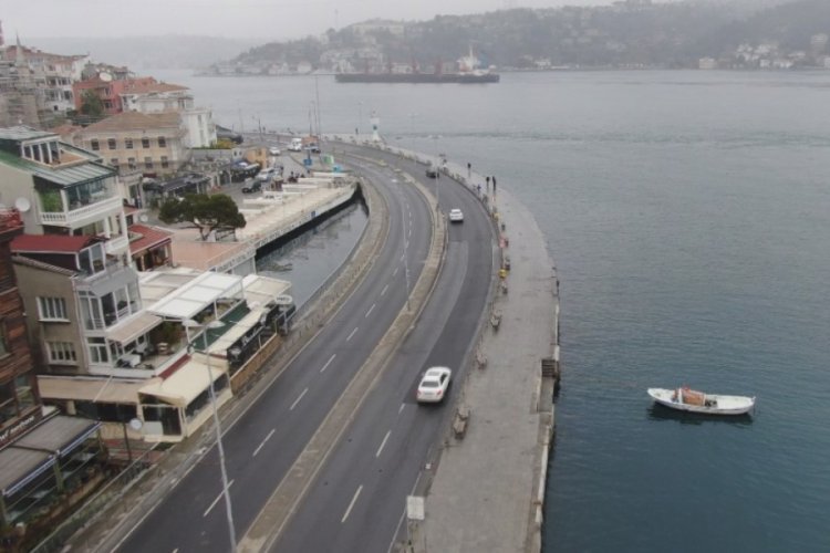 Vir&uuml;s nedeniyle boşalan Bebek Sahili havadan g&ouml;r&uuml;nt&uuml;lendi