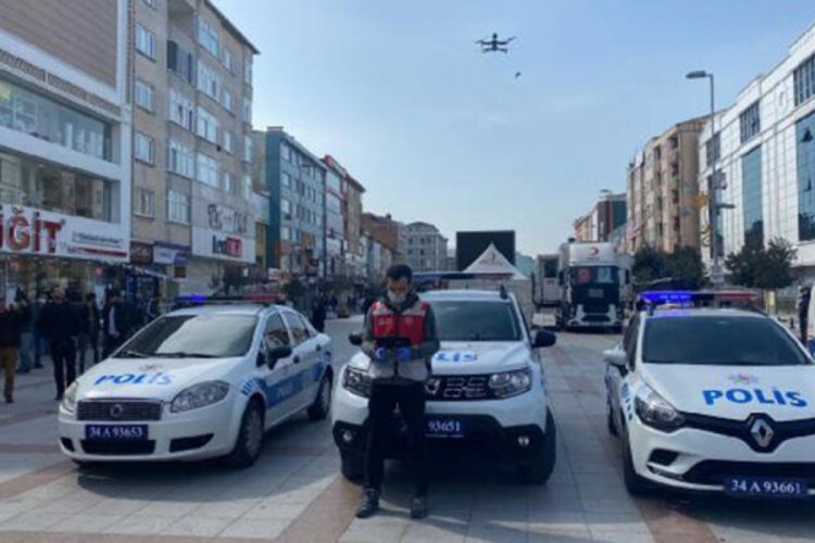 Polisten drone ile 'Evde kal' &ccedil;ağrısı