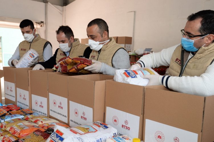 Bursa iş d&uuml;nyasından 10 bin aileye erzak yardımı
