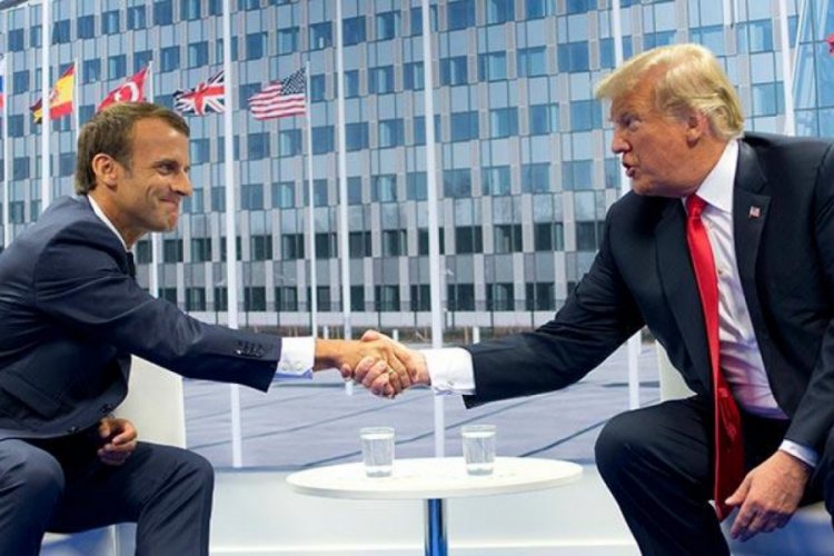 Trump ve Macron, vir&uuml;s&uuml; g&ouml;r&uuml;şt&uuml;