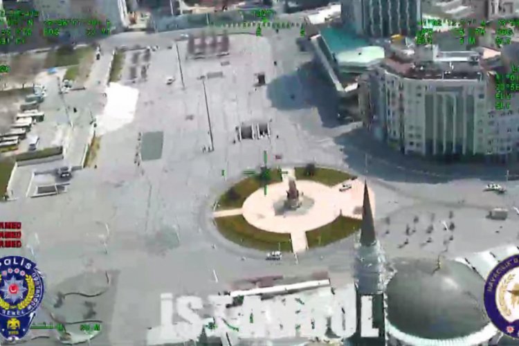 Sokağa &ccedil;ıkma yasağını havadan da denetlendi