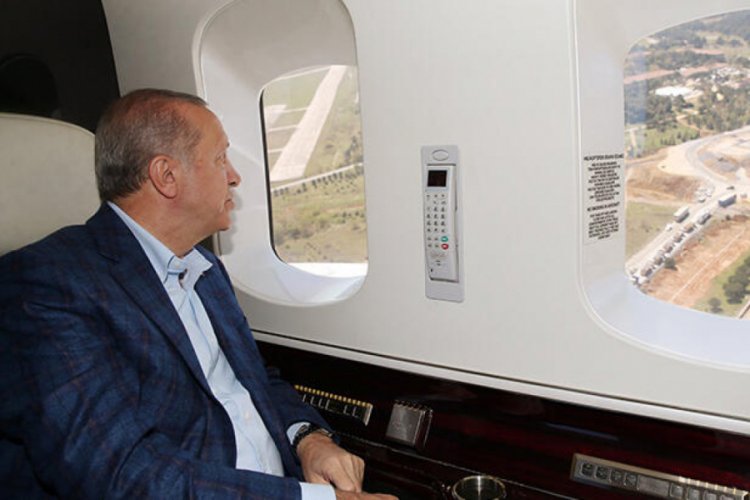 Erdoğan, hastane inşaatlarını havadan inceledi