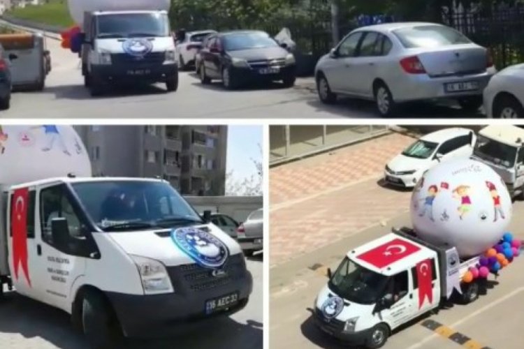 Bursa'nın Kestel il&ccedil;esi Yenimahalle İlkokulu'ndan dikkat &ccedil;eken 23 Nisan kutlaması