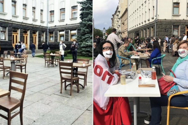 Ukrayna'da iş yerlerinin kapalı olmasını protesto ettiler