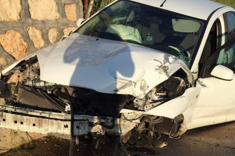 Diyarbakır'da tekerleği patlayan ara&ccedil; su kanalına u&ccedil;tu
