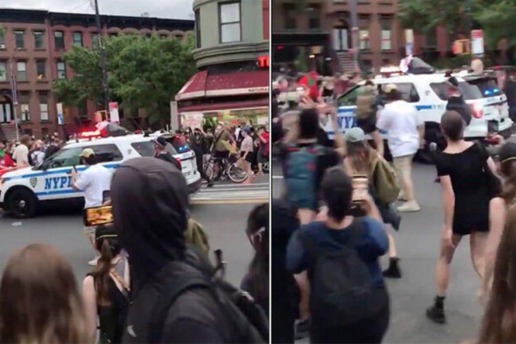 ABD'de New York polisi protestocuların &uuml;zerine ara&ccedil; s&uuml;rd&uuml;!