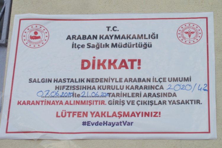 Gaziantep'te 14 ev karantinaya alındı