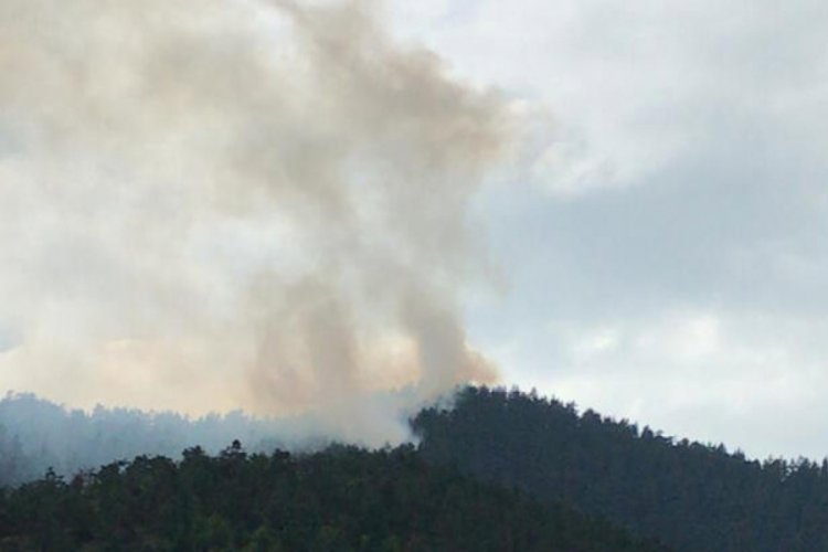 Ormanlık alana d&uuml;şen yıldırım sonrası yangın &ccedil;ıktı