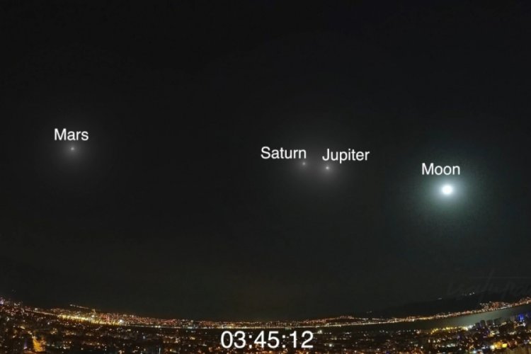 Ay, J&uuml;piter, Sat&uuml;rn ve Mars'ın muhteşem g&ouml;r&uuml;nt&uuml;s&uuml;