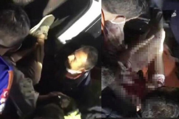 Minib&uuml;s şarampole yuvarlandı; s&uuml;r&uuml;c&uuml;, eşi ve 2 &ccedil;ocuğu yaralı