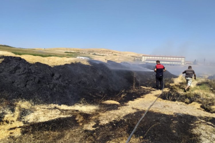 Şanlıurfa'da tonlarca saman k&uuml;le d&ouml;nd&uuml;