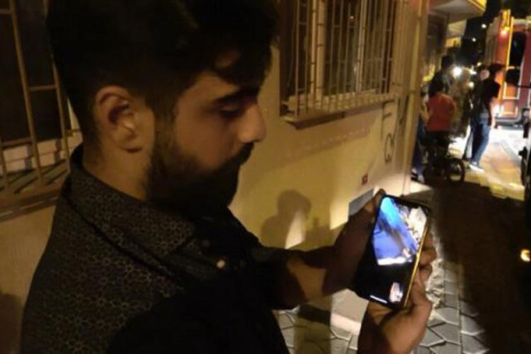 Arkadaşını g&ouml;r&uuml;nt&uuml;l&uuml; arayarak yangını izletti