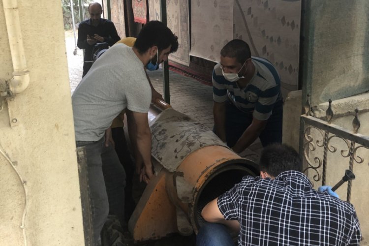 Bursa'da halı yıkama makinesine sıkışan tilki kurtarıldı