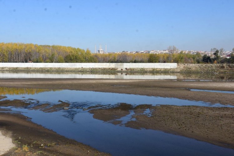 Edirne'de kuraklık: Meriç Nehri'nde kum adacıkları oluştu