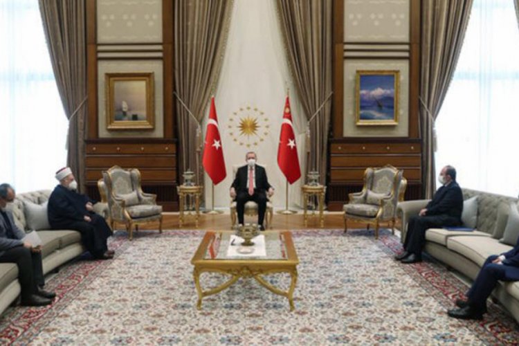 Cumhurbaşkanı Erdoğan, Mescid-i Aksa İmam Hatibi Şeyh Sabri'yi kabul etti