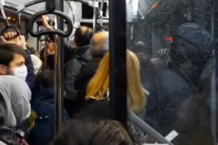 Bursa'da yolcu otobüsünde son dakika yoğunluğu tartışmaya sebep oldu