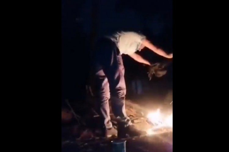 Tavuğun boğazını kestikten sonra ateşe attı: Cinler alemine adadım