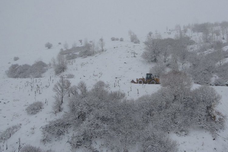 Kar yağışı köy yollarını kapattı