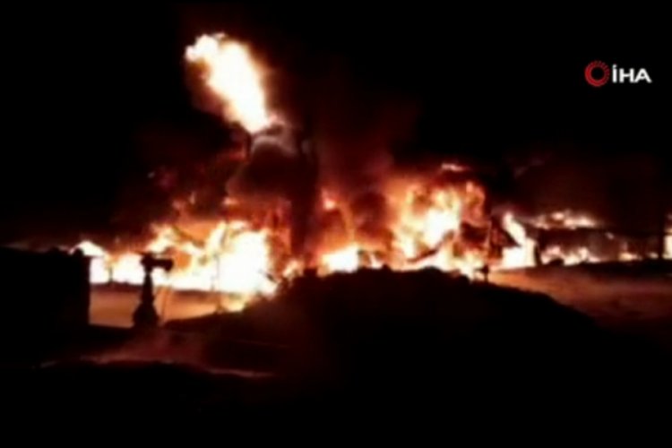 Suriye'de ham petrol taşımacılığı yapan şirkette büyük yangın