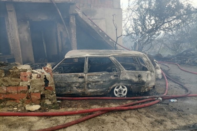 Ev yangınında hayvanlar telef oldu, 3 ara&ccedil; yandı