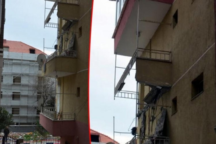 4 katlı binanın  balkonu &ccedil;&ouml;kt&uuml;