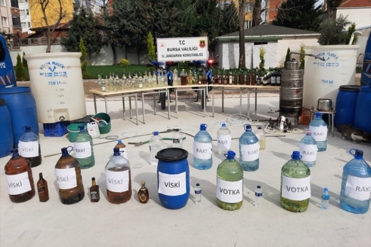 Bursa Mudanya'da 1038 litre sahte i&ccedil;ki ele ge&ccedil;irildi