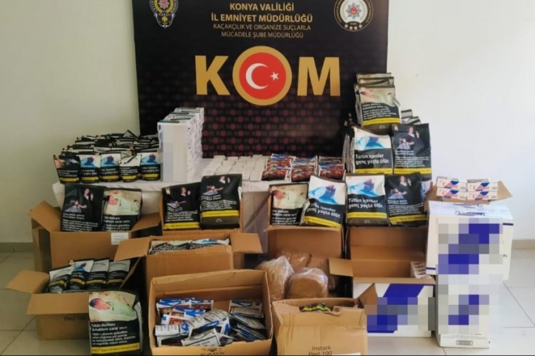 Konya'da ka&ccedil;ak t&uuml;t&uuml;n ve makaron operasyonu