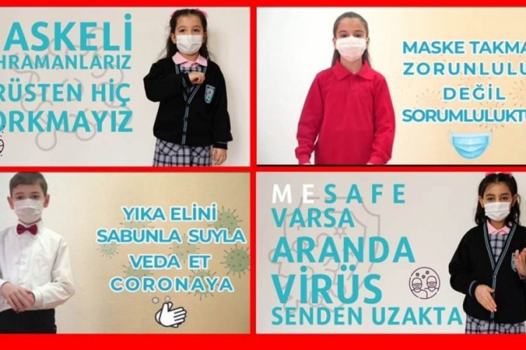 Bursa'da minik öğrencilerden 'İşaret Dili ile Sosyal Mesafe Kuralları'' hakkında kamu spotu