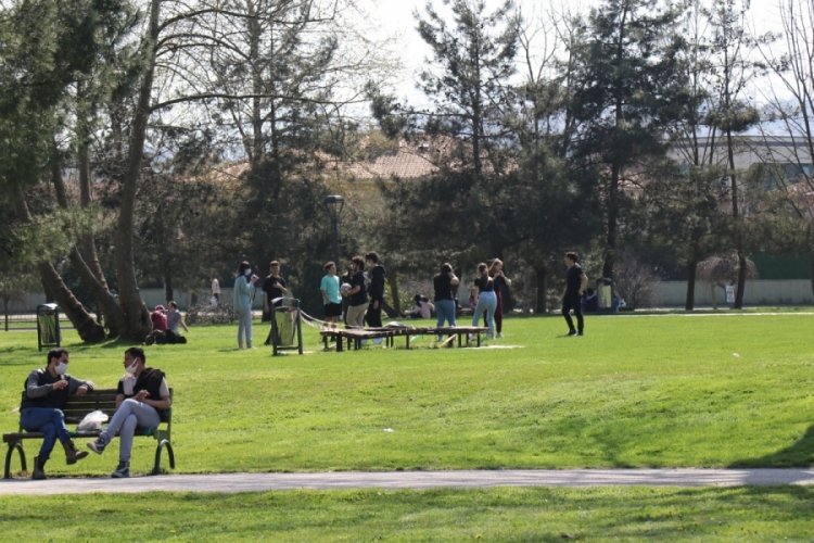 Güneşli havayı gören vatandaşlar soluğu parklarda aldı