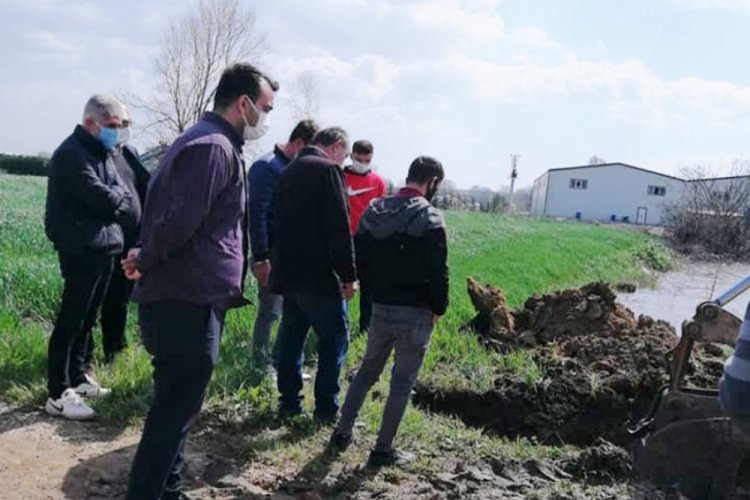 Bursa Mudanya'da sağanaktan zarar gören tarım arazilerinde inceleme yapıldı