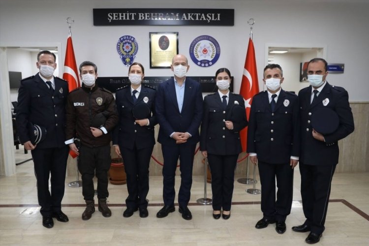 Bakan Soylu Şehit Behram Aktaşlı Polis Merkezi Amirliği'ni ziyaret etti