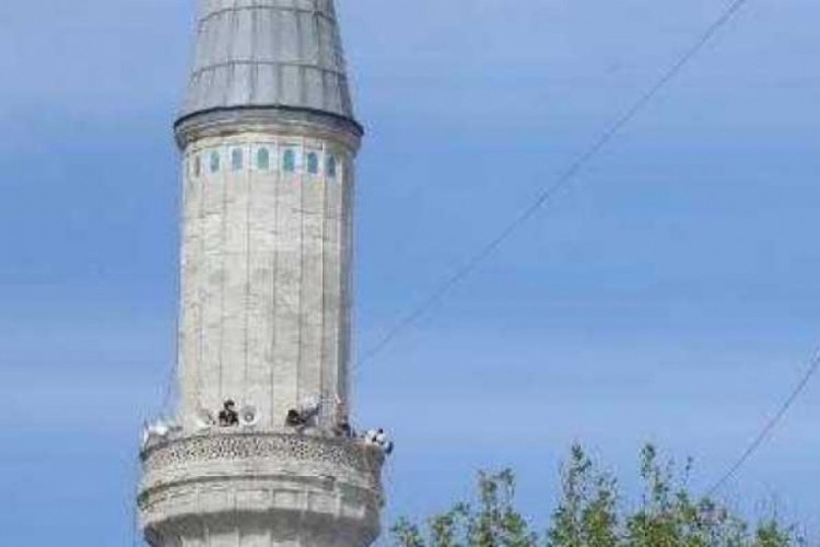 Ayasofya Camii'ne ilk mahya asıldı