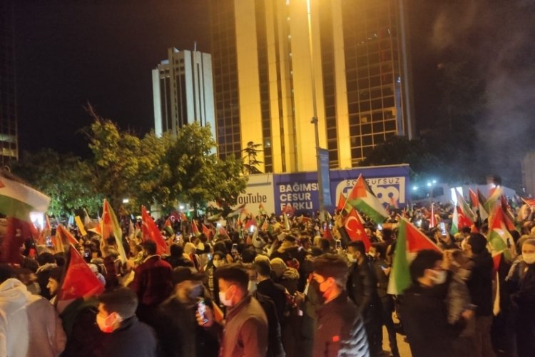 İstanbul'da İsrail Başkonsolosluğu önünde protesto