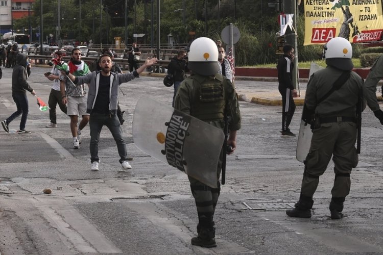 Yunanistan'da İsrail protestolarına polis m&uuml;dahalesi