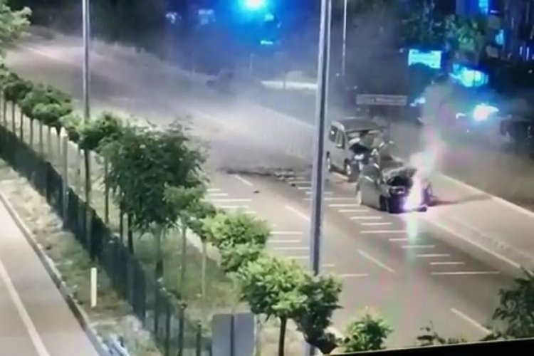 Polis memurunun şehit olduğu kaza kamerada