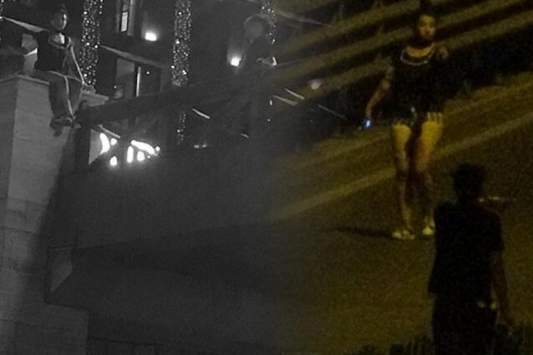 Üst geçide çıktı, bekçilerden kaçarken trafiği birbirine kattı