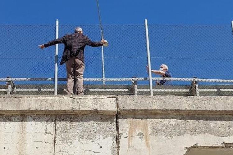 İneklerinin otlatılmasına izin verilmeyince k&ouml;pr&uuml;ye &ccedil;ıktı