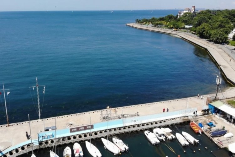 M&uuml;silajsız Caddebostan Sahili havadan g&ouml;r&uuml;nt&uuml;lendi