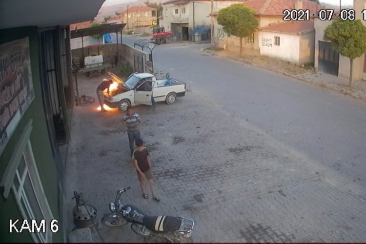 Kayseri'de oto tamircisi yanmaktan son anda kurtuldu