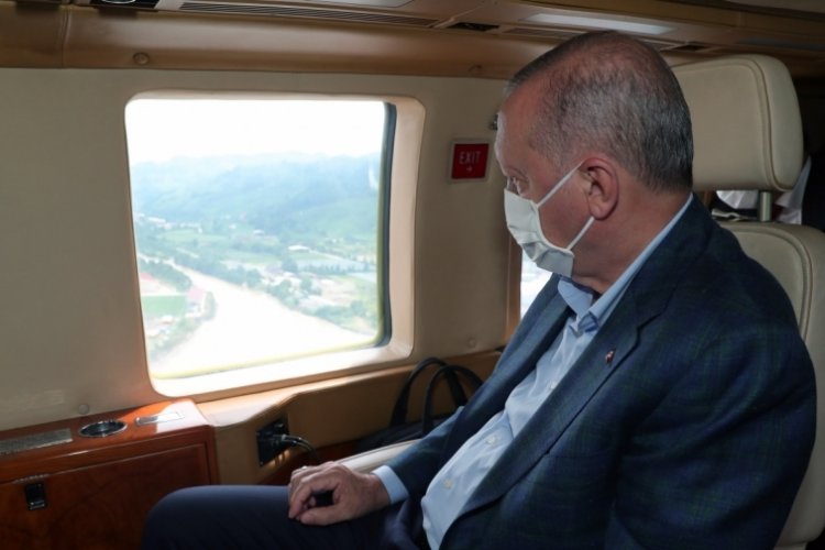 Cumhurbaşkanı Erdoğan sel b&ouml;lgesinde