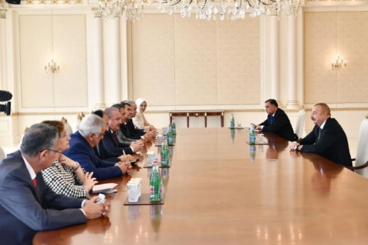 Aliyev, TBMM Başkanı Mustafa Şentop'u kabul etti