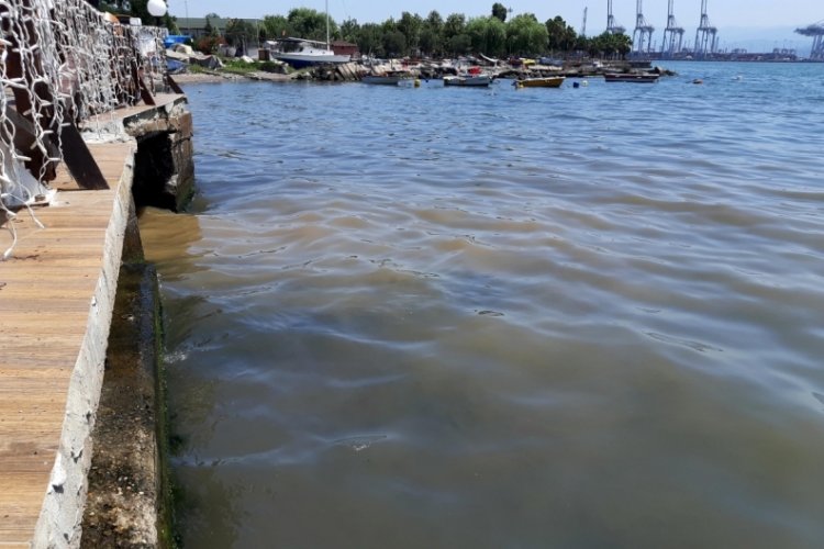 Kocaeli'de atık su borusu patladı! İzmit K&ouml;rfezi'nde kirlilik oluştu