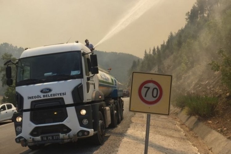 Bursa İnegöl ekibi yangın bölgesine desteğini sürdürüyor