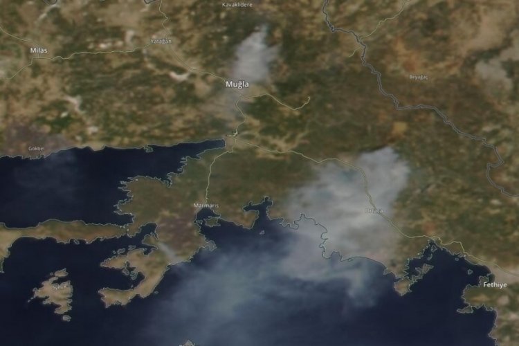 Köyceğiz yangının dumanları Rodos'a kadar ulaştı