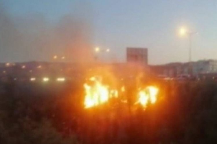 Ankara'da yeni ağa&ccedil;landırılan alanda yangın &ccedil;ıktı