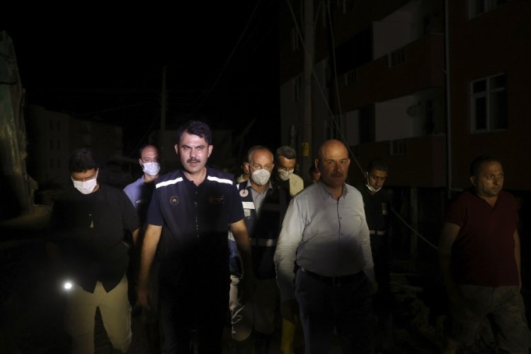 Bakan Soylu ve Kurum afet b&ouml;lgesinde incelemede bulundu