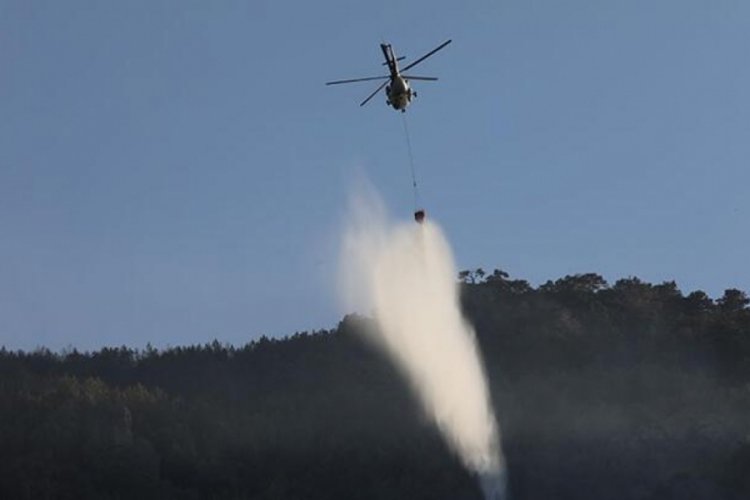 Aydın &Ccedil;ine'deki orman yangınına 12 helikopter ile m&uuml;dahaleler s&uuml;r&uuml;yor