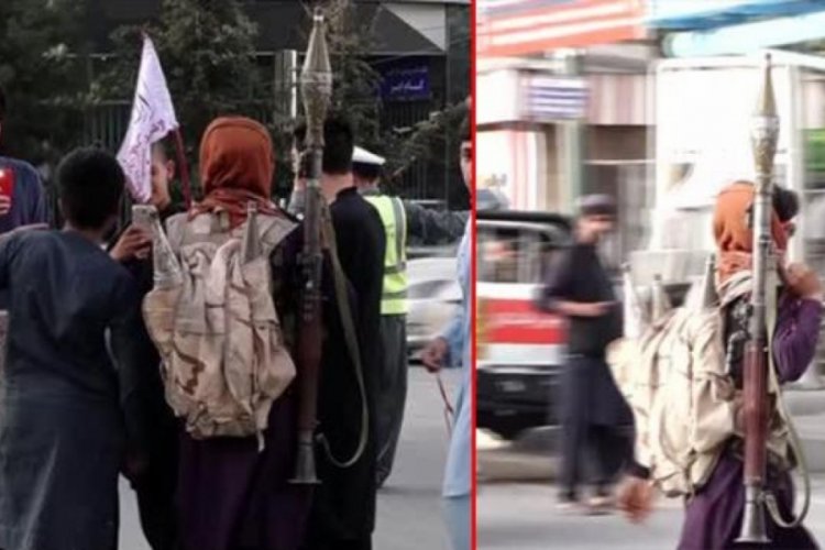 Kabil'de Taliban &uuml;yeleri, sokakta roketatarlarla gezdi