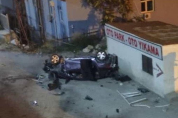 Kontrolden &ccedil;ıkan otomobil takla atarak durabildi!