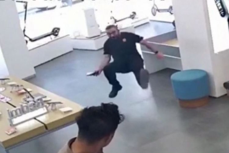 İş yerinde fareden korktu, yere d&uuml;şt&uuml;